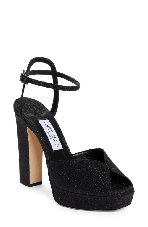 Shop Jimmy Choo Sacaria Ankle Strap Platform Sandal In Black