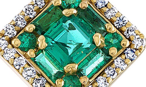 Mindi Mond Clarity Glam Asscher Emerald & Diamond Hoop Earrings In Yellow Gold/diamond/emerald