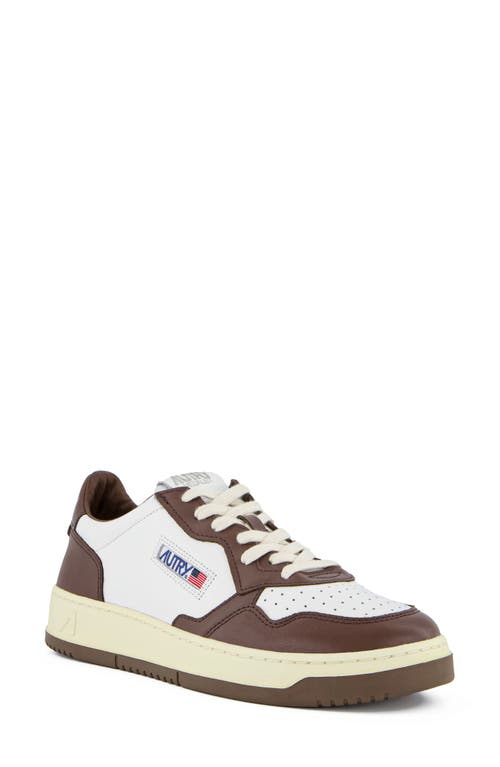 Shop Autry Medalist Low Top Sneaker In Leather/leat White/chestnut