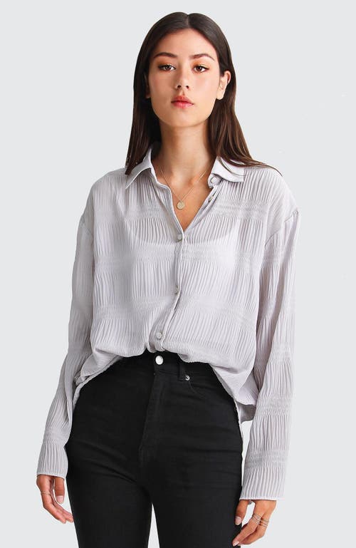 Belle & Bloom Yoko Shirred Chiffon Blouse In Grey