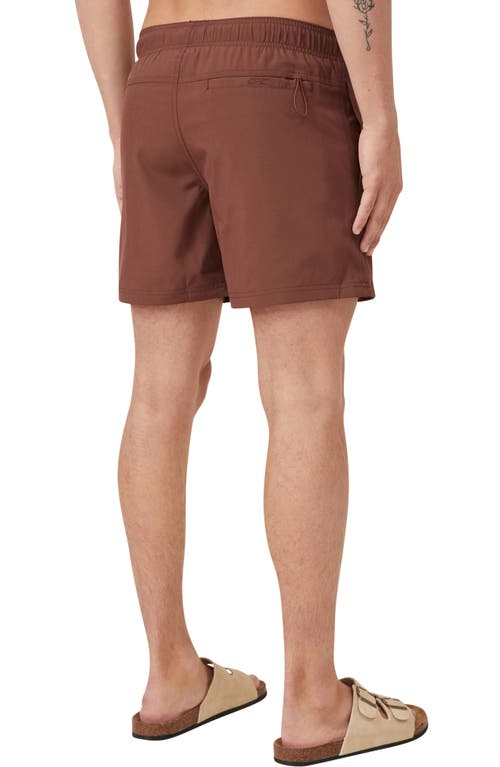 Shop Cotton On Stretch Swim Trunks In Chocolate