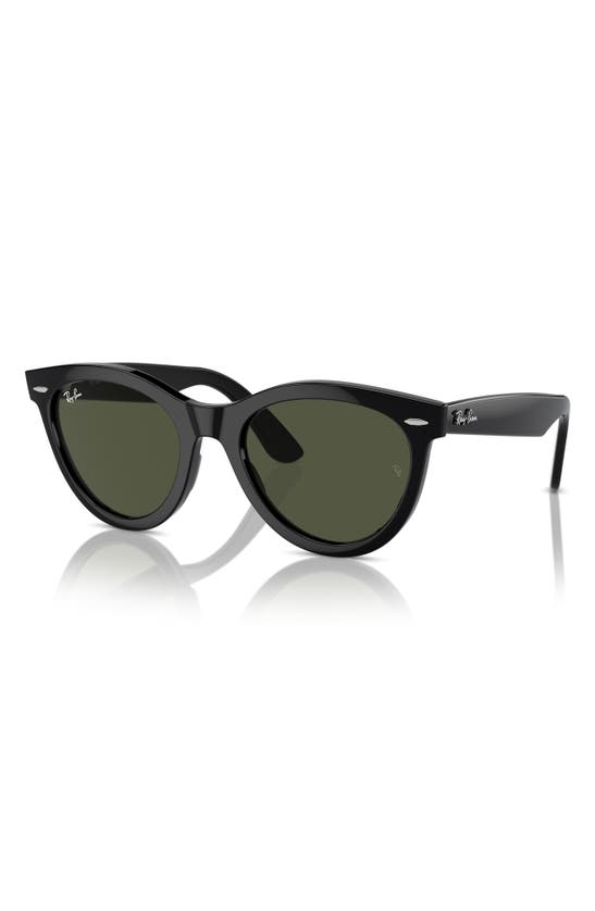 Ray Ban Wayfarer Way Sunglasses Black Frame Green Lenses 54-21 In Black