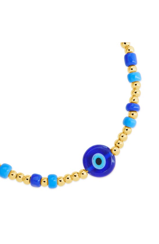 Shop Sterling Forever Sibyl Evil Eye Beaded Bracelet In Gold