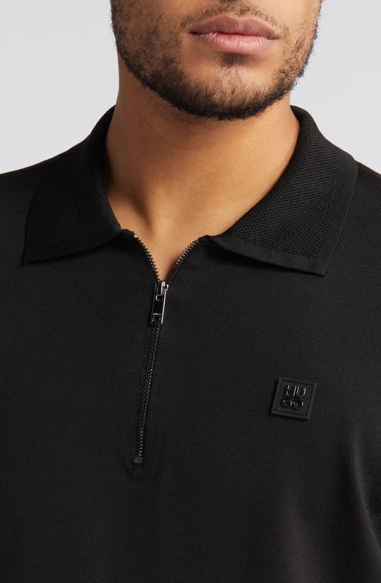 Shop Hugo Sayfong Quarter Zip Sweater Polo In Black