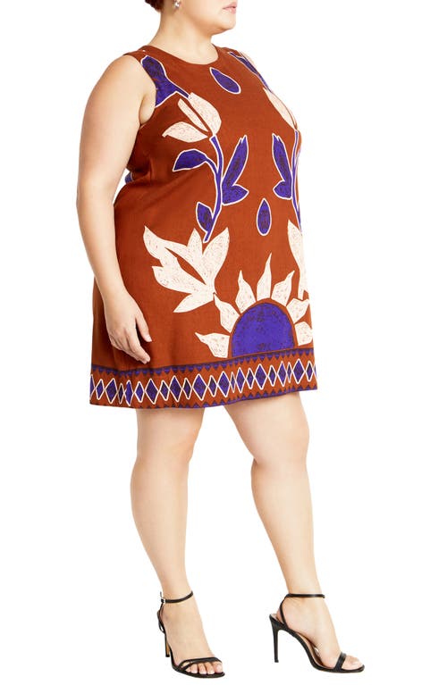 Shop City Chic Nala Botanical Print Sleeveless Shift Dress In Naxos Placement