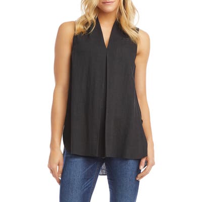 Karen Kane Front Pleat Sleeveless Top, Black