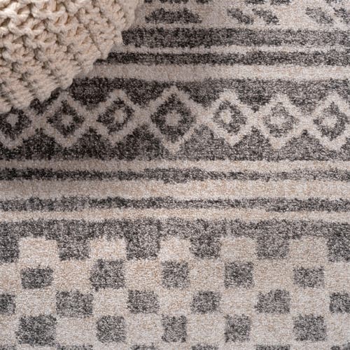 Jonathan Y Imlil Geometric Stripe Area Rug In Light Gray/cream