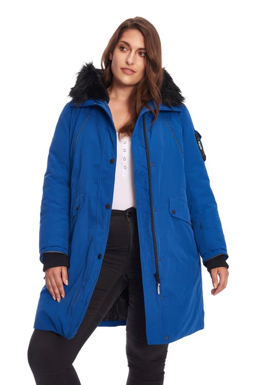Alpine North Plus Size Laurentian Long Parka Winter With Faux Fur Hood In Blue