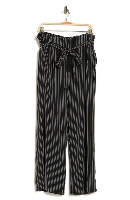 Shop Adrianna Papell Pinstripe Tie Waist Pants In Black/pebble Relaxed Stripe