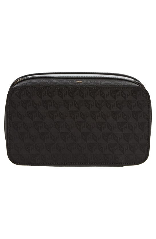 Shop Anya Hindmarch Double Decker Logo Jacquard Makeup Case In Clear/ Black