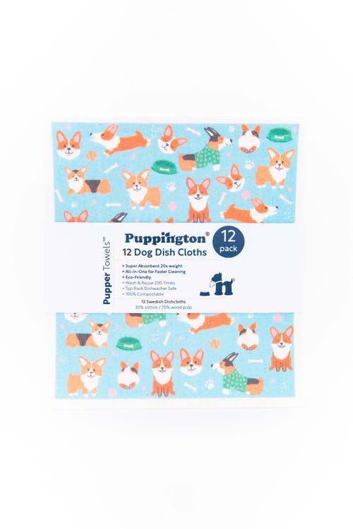 Puppington Pupper Towels 12-pack Swedish Dish Cloths For Kitchen In Doggie Dozen Breeds