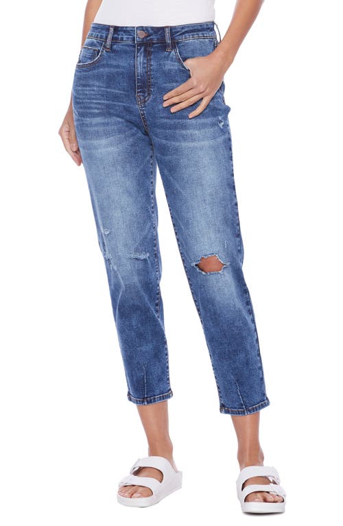 HINT OF BLU Clever High Waist Ripped Ankle Slim Straight Leg Jeans Distress Blue at Nordstrom,