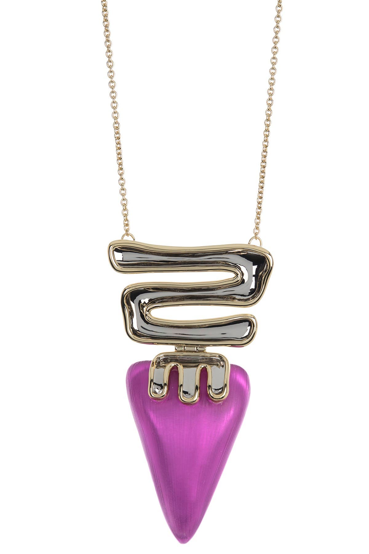 Alexis Bittar Two-tone Sculptural Hinged Pendant Necklace In Fuchsia