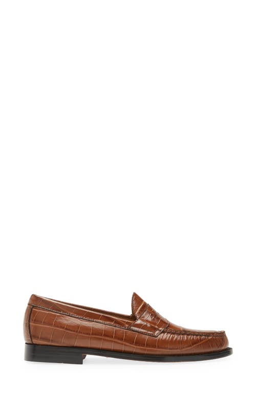 Shop G.h.bass Logan Croc Embossed Penny Loafer In Whiskey
