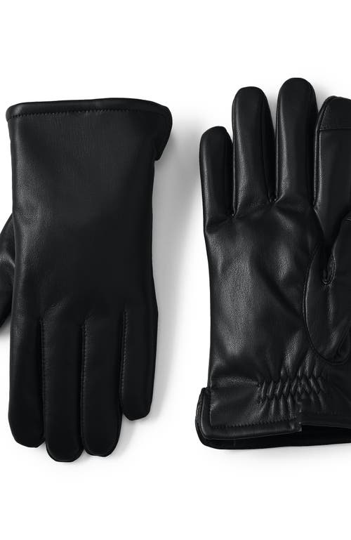 Shop Lands' End Cashtouch Lined Faux Leather Glove In Black