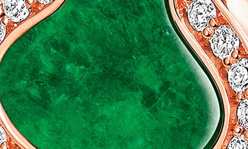 Qeelin Petite Wulu Logo Earrings In Rose Gold/jade