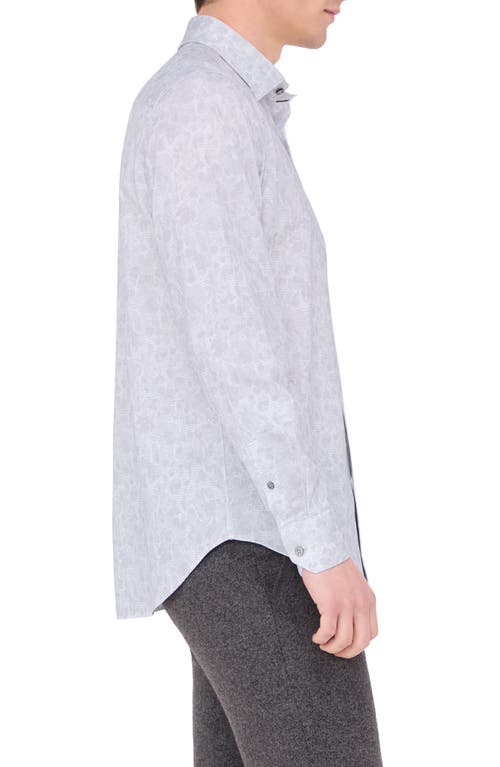 Bugatchi Men's Ooohcotton James Tonal-print Sport Shirt In Platinum