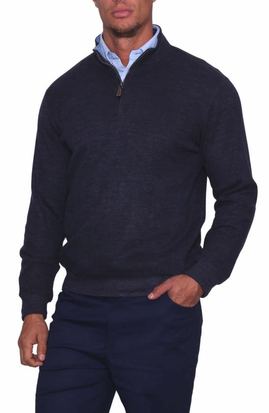 Tailorbyrd Cozy Quarter Zip Pullover Sweater In Navy