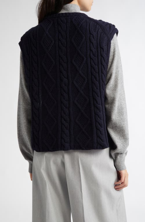 Shop Johnstons Of Elgin Aran Oversize Cashmere Sweater Vest In Dark Navy