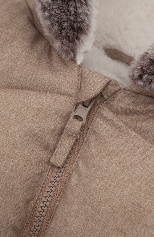 Rokka&rolla Baby Cozy Fleece Lined Warm Winter Coat With Hood In Warm Beige