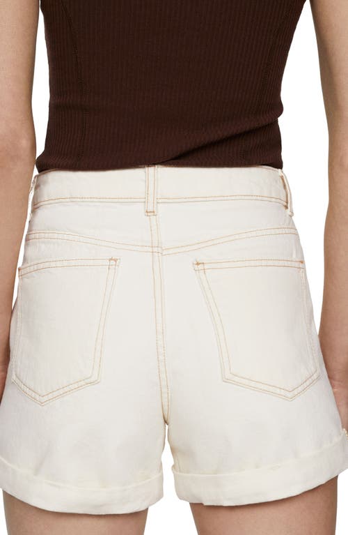 Shop Mango High Waist Denim Shorts In Beige