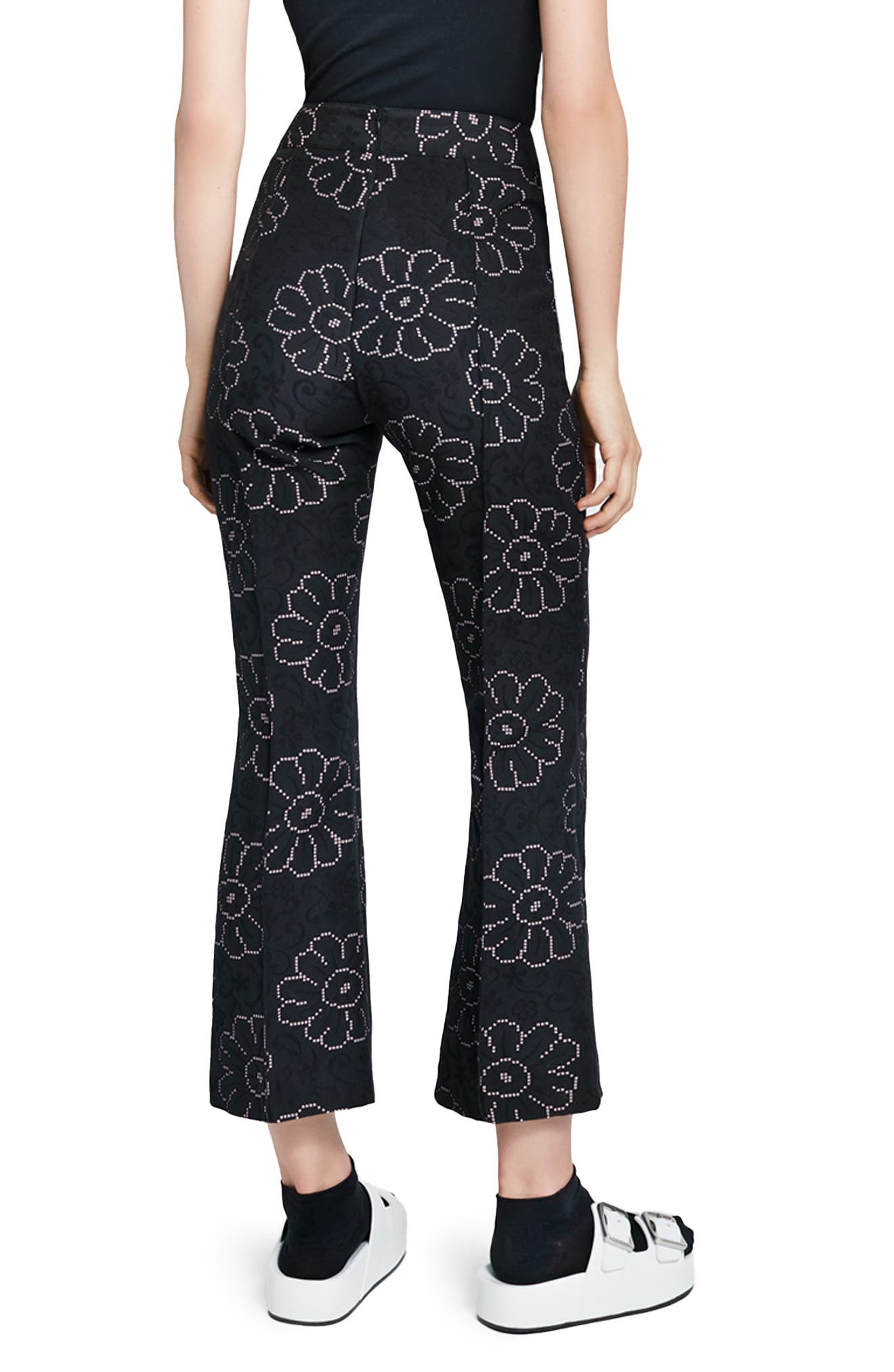 Smythe Floral Print Pintuck Crop Pants 