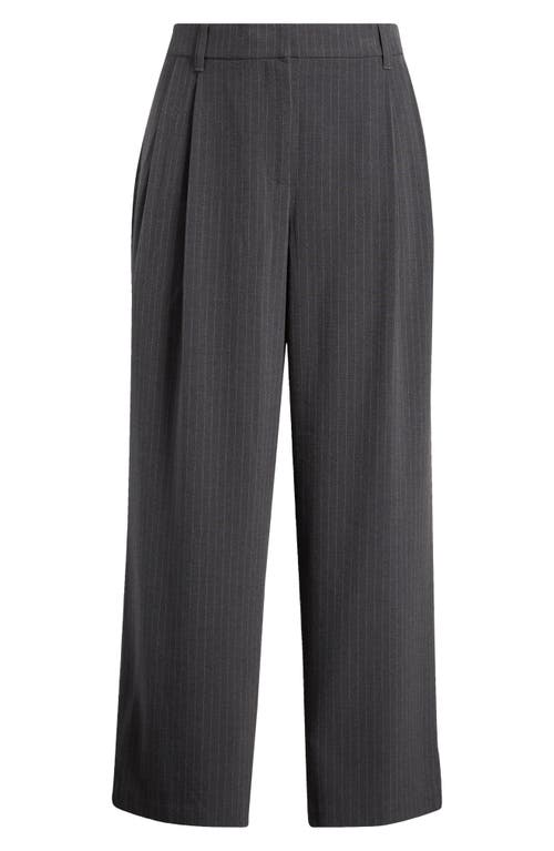 Wit & Wisdom Pinstripe Ultra Skyrise Pleated Wide Leg Pants In Steel Grey White