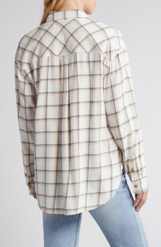 Shop Bp. Plaid Oversize Cotton Flannel Button-up Shirt In Ivory Sunrise Plaid