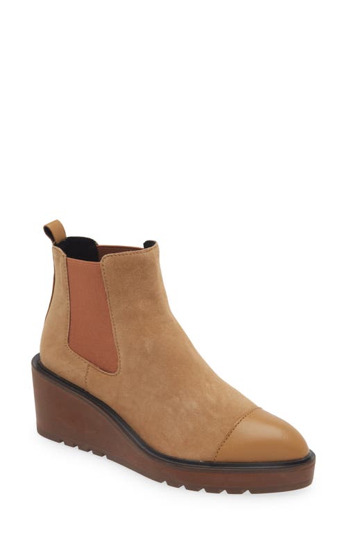 Cecelia New York Gemmain Wedge Chelsea Boot In Nutella Leather/suede