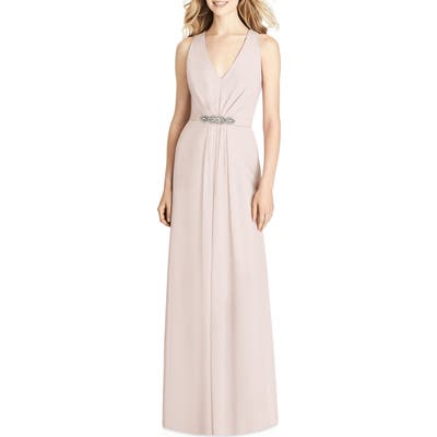 Jenny Packham Jewel Belt Chiffon Gown, Pink