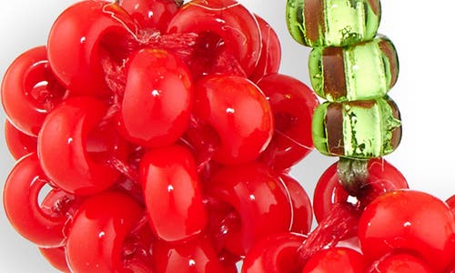 Pura Utz Beaded Charm Drop Hoop Earrings In Red/green