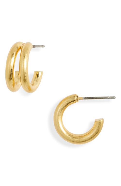 Madewell Split Mini Hoop Earrings in Vintage Gold at Nordstrom