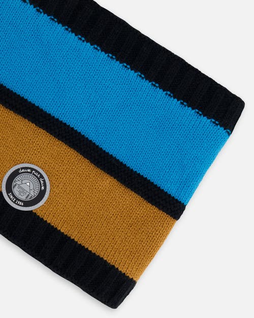 Shop Deux Par Deux Boy's Knit Neckwarmer Blue, Black And Spice In Color Block