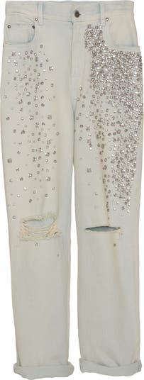 White rhinestone hot sale jeans