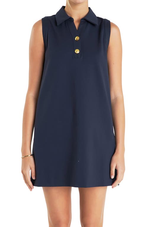 English Factory Collar Shift Minidress In Navy