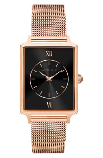 Alfred Sung Horizon Bracelet Watch, 23mm X 28mm In Rose Gold