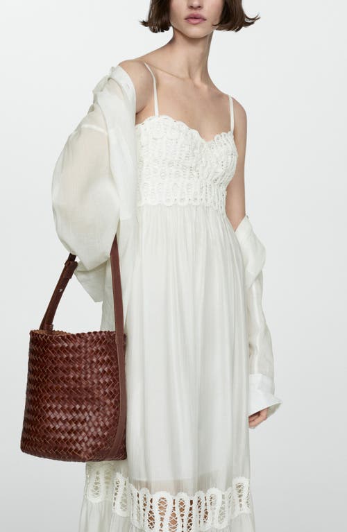 Shop Mango Embroidered Lace Inset Maxi Dress In Off White