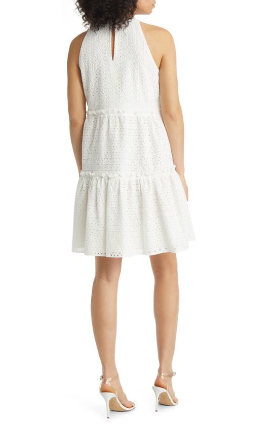 Shop Vince Camuto Cotton Eyelet Tiered Ruffle Dress In Ivory