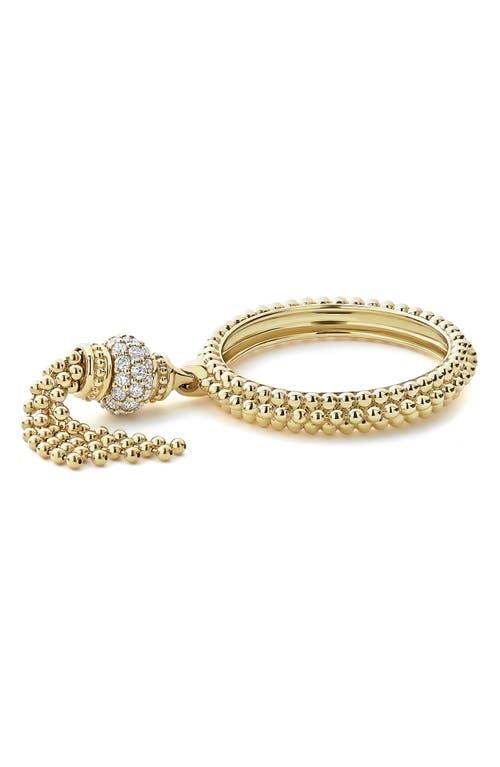 Shop Lagos Caviar Gold Diamond Tassel Ring In Gold/diamond