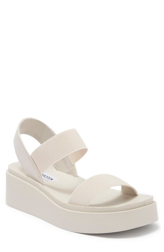 Steve Madden Janice Platform Wedge Sandal In Bone Pu/ Elastic