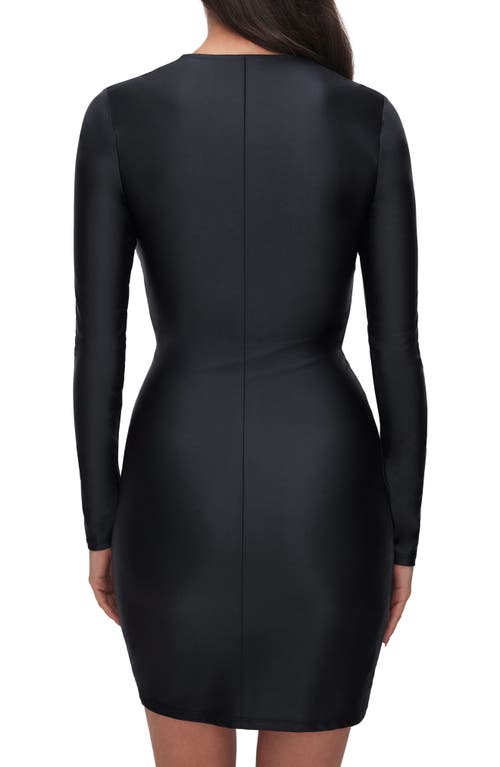 GOOD AMERICAN GOOD AMERICAN TWIST PLUNGE NECK LONG SLEEVE MINIDRESS