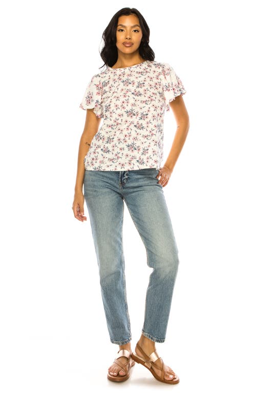 Shop A Collective Story Floral Flutter Sleeve T-shirt In Blue Indigo