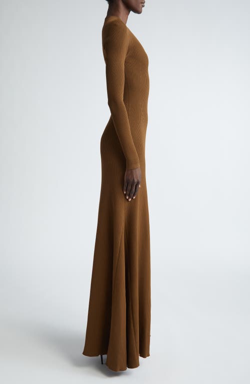 Shop Brandon Maxwell The Vanessa Long Sleeve Rib Sweater Dress In Desert Palm