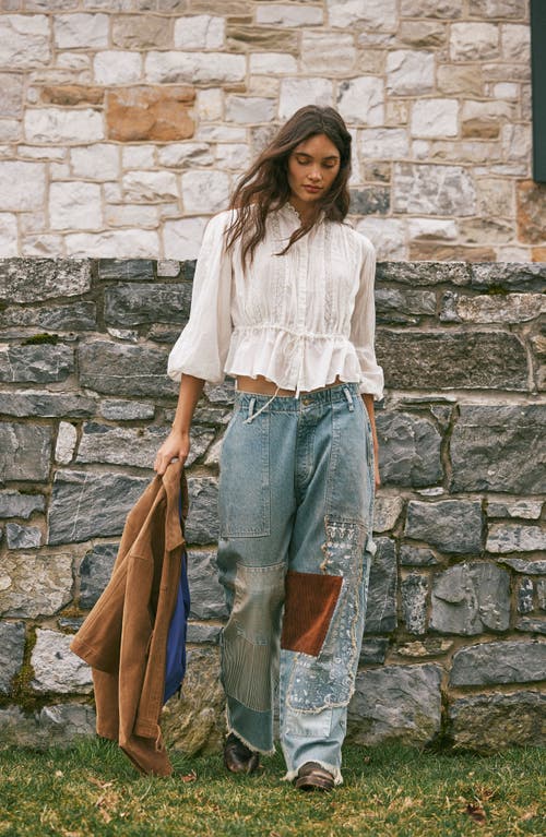 Shop Free People Best Of Me Lace Tie Waist Shirt In Optic White