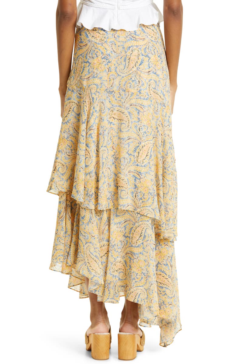 Veronica Beard Kaneli Paisley Tiered Asymmetric Silk Skirt | Nordstrom