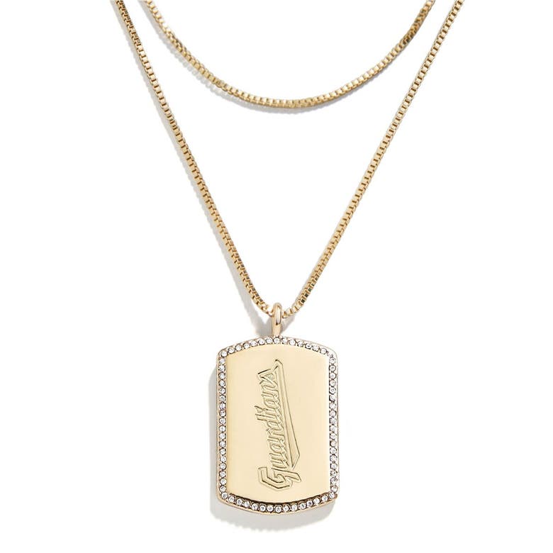 Shop Wear By Erin Andrews X Baublebar Cleveland Guardians Dog Tag Necklace In Gold