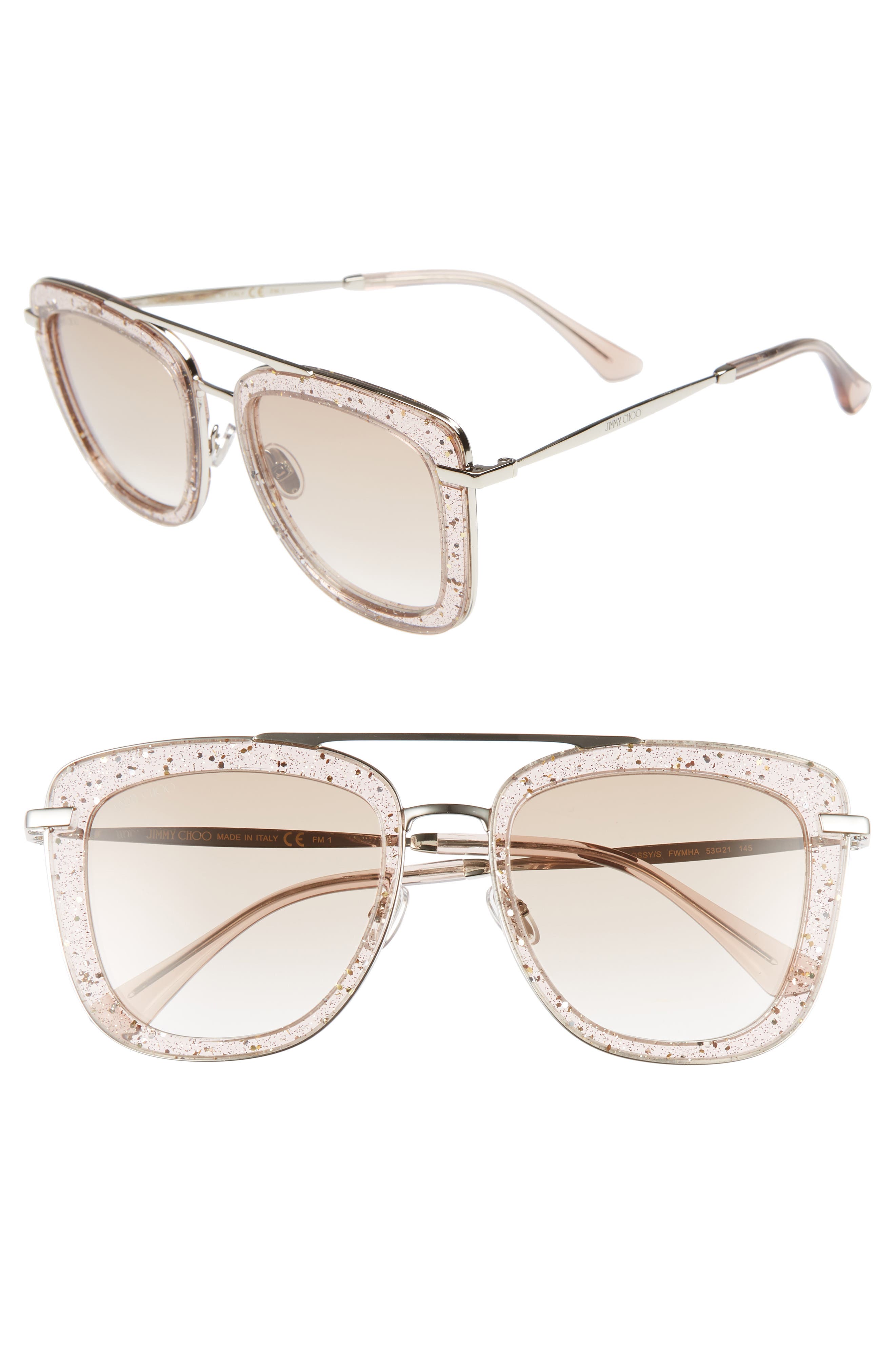 Jimmy Choo Glossy 53mm Square Sunglasses Nordstrom