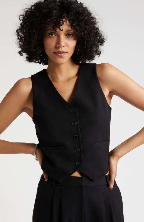 Textured Button-Up Vest in Black