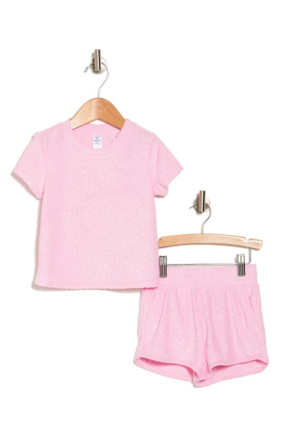 Shop 90 Degree By Reflex Kids' Sunny Towel Terry T-shirt & Shorts Set In Delicate Daisy Bonbon