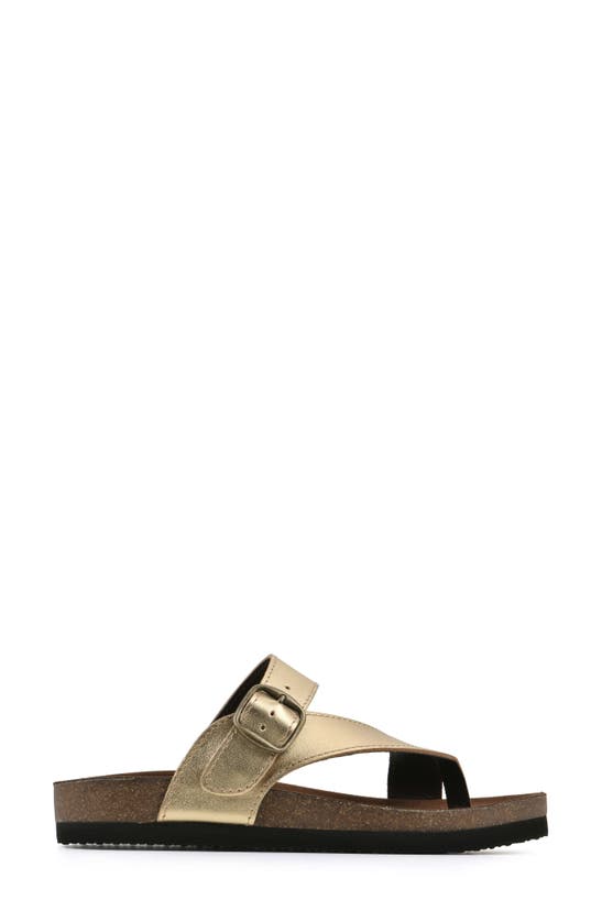 Shop White Mountain Footwear Carly Leather Footbed Sandal In Antique Gold/ Brown Sole